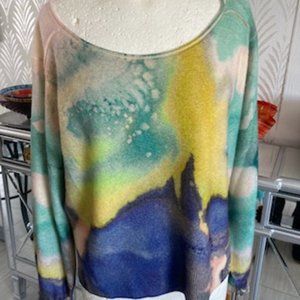 Anthropologie 100% Cashmere watercolor sweater